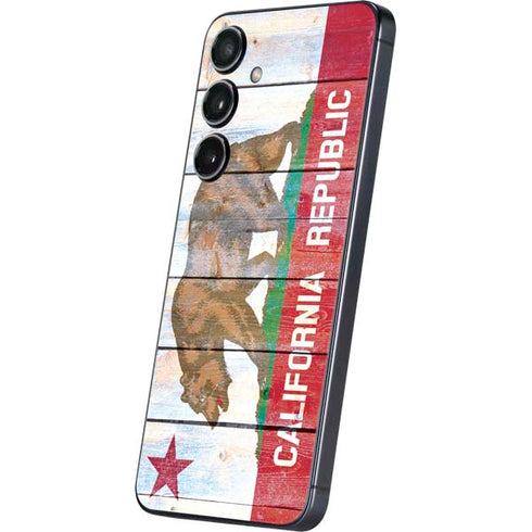 California Flag Light Wood Galaxy S25 Skin